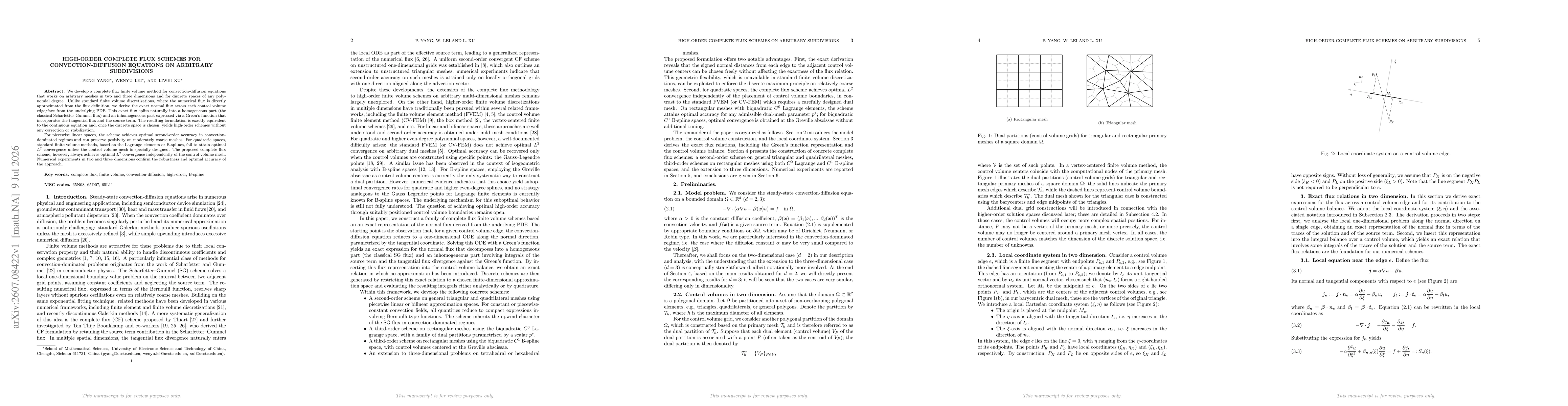 Thumbnail for High-order complete flux schemes for convection-diffusion equations on arbitrary subdivisions