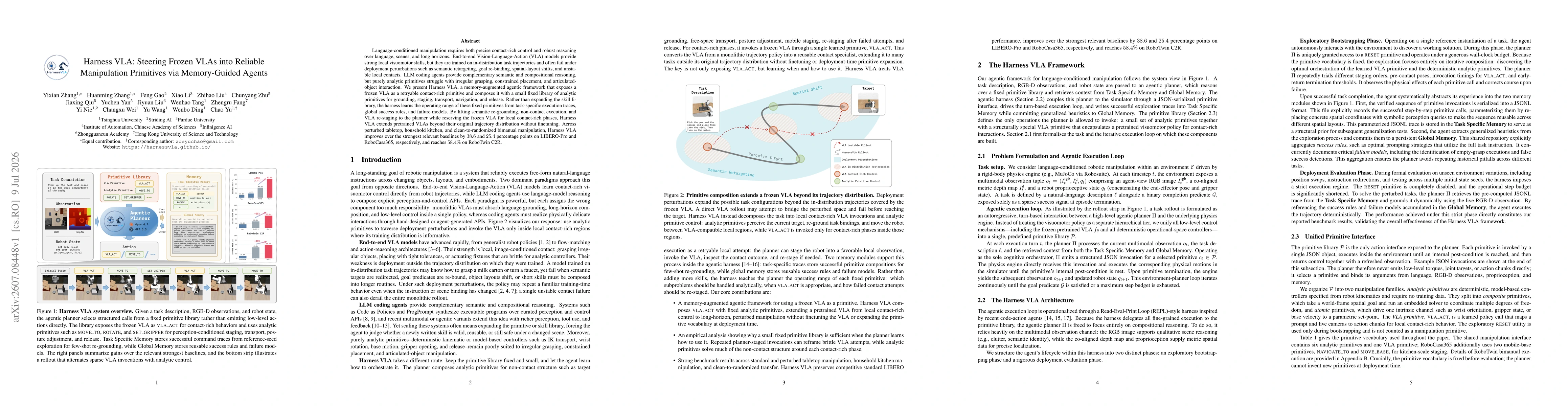 Thumbnail for Harness VLA: Steering Frozen VLAs into Reliable Manipulation Primitives via Memory-Guided Agents