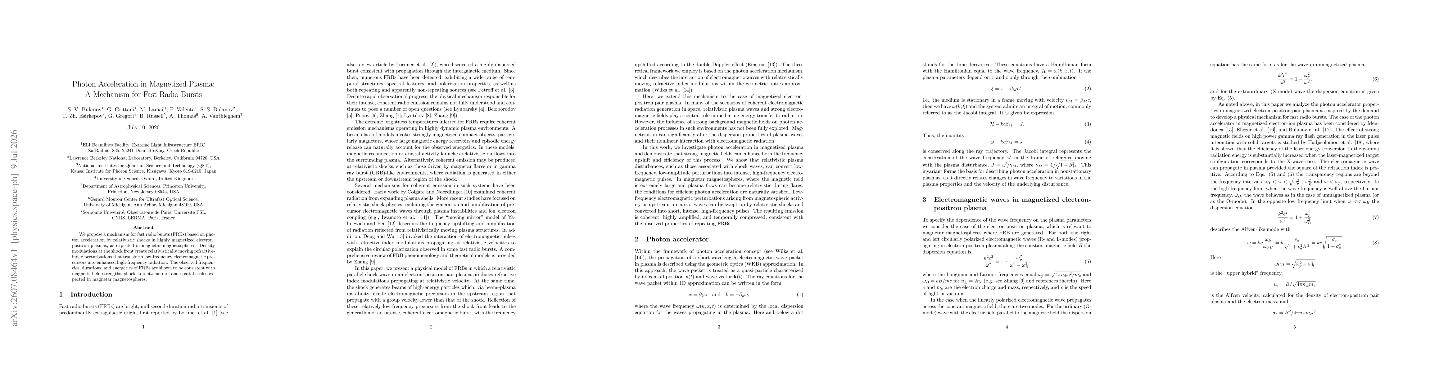Thumbnail for Photon Acceleration in Magnetized Plasma: A Mechanism for Fast Radio Bursts