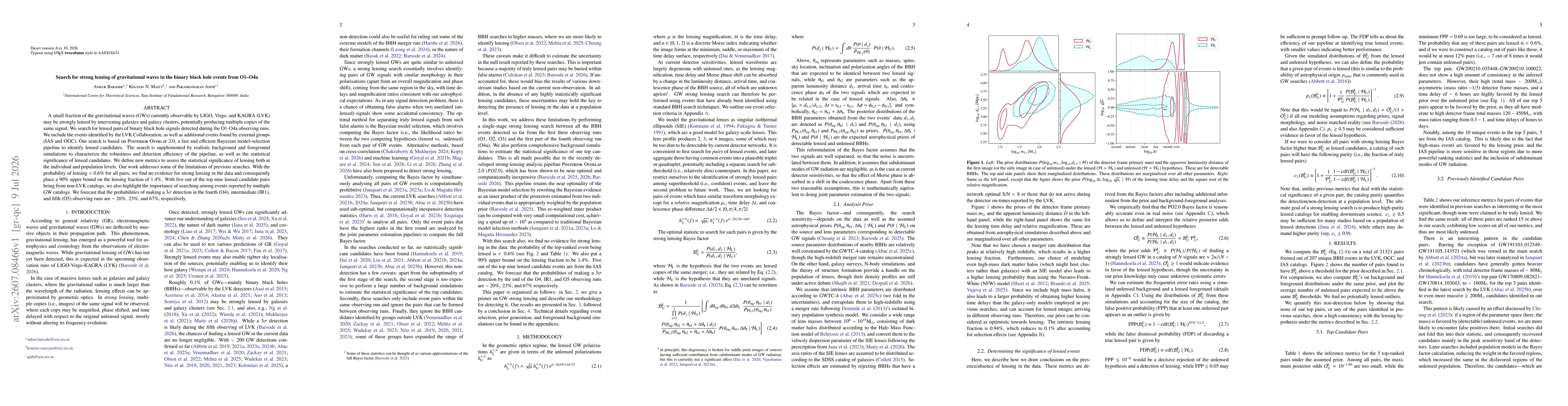 Thumbnail for Search for strong lensing of gravitational waves in the binary black hole events from O1-O4a