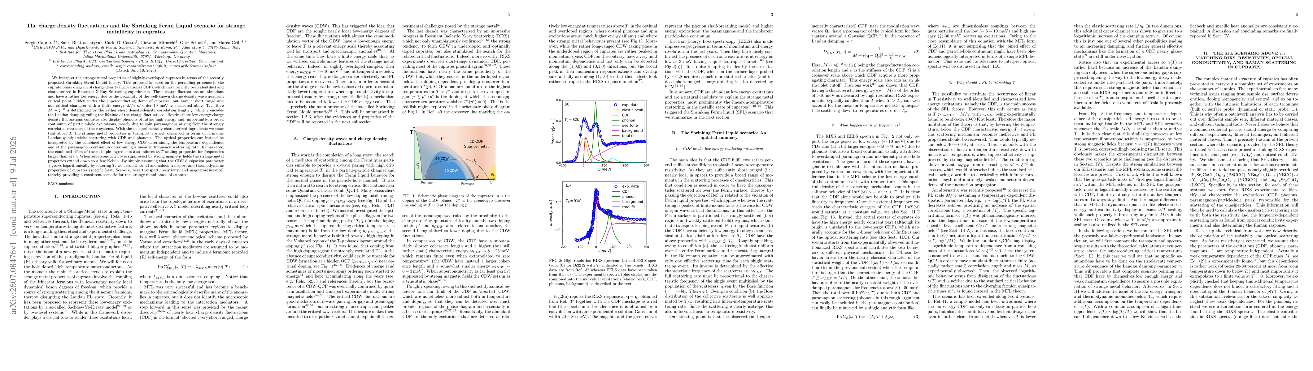 Thumbnail for The charge density fluctuations and the Shrinking Fermi Liquid scenario for strange metallicity in cuprates
