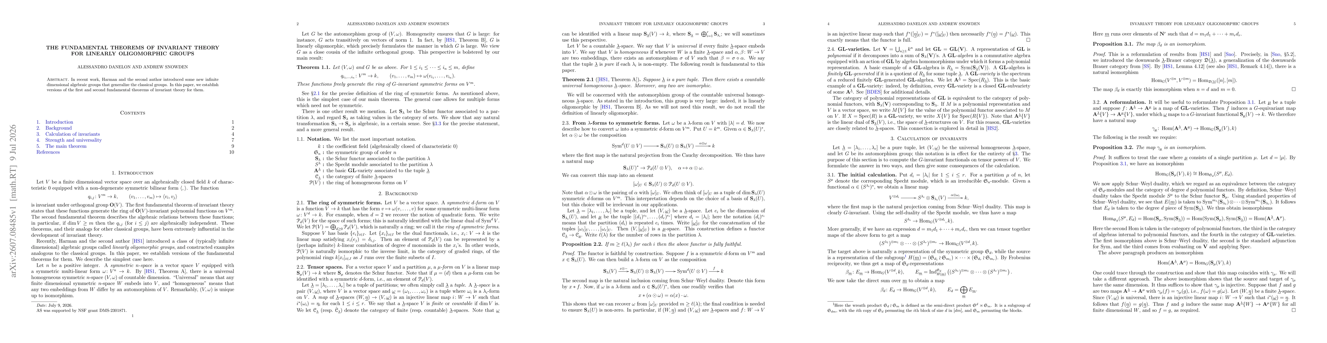 Thumbnail for The fundamental theorems of invariant theory for linearly oligomorphic groups