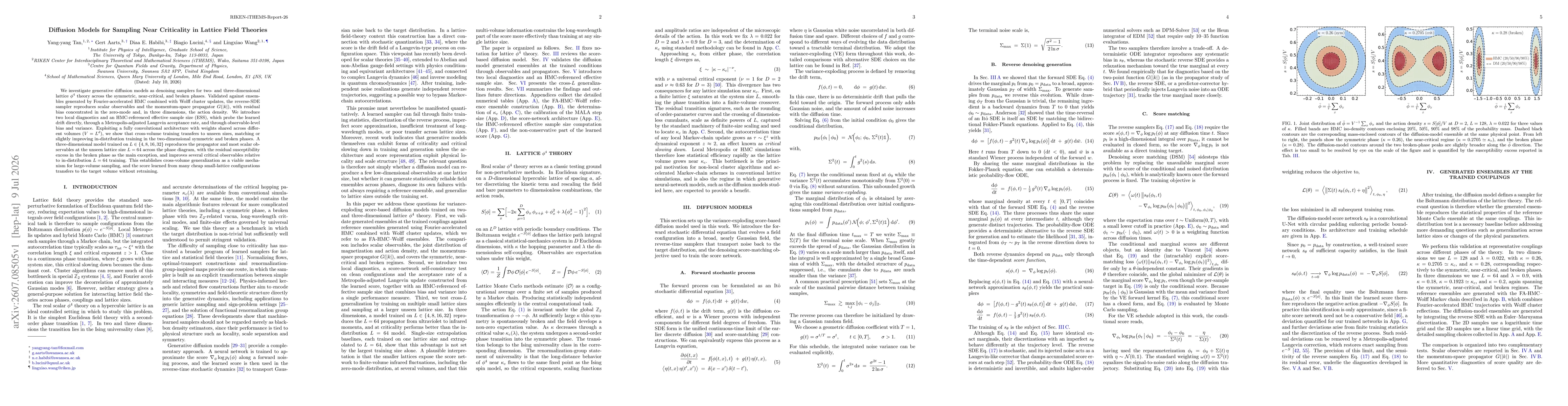 Thumbnail for Diffusion Models for Sampling Near Criticality in Lattice Field Theories