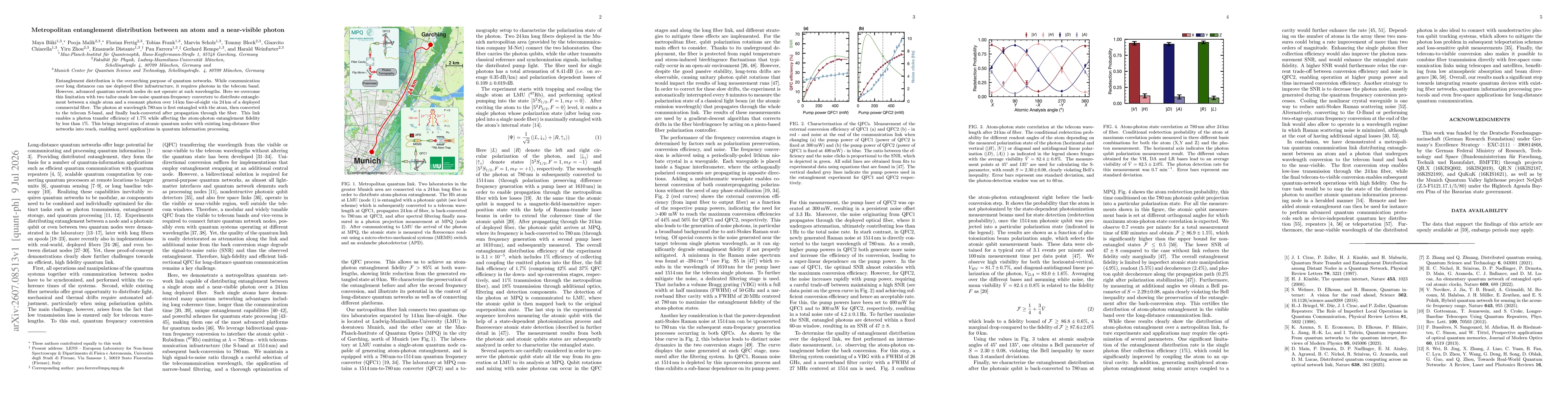 Thumbnail for Metropolitan entanglement distribution between an atom and a near-visible photon