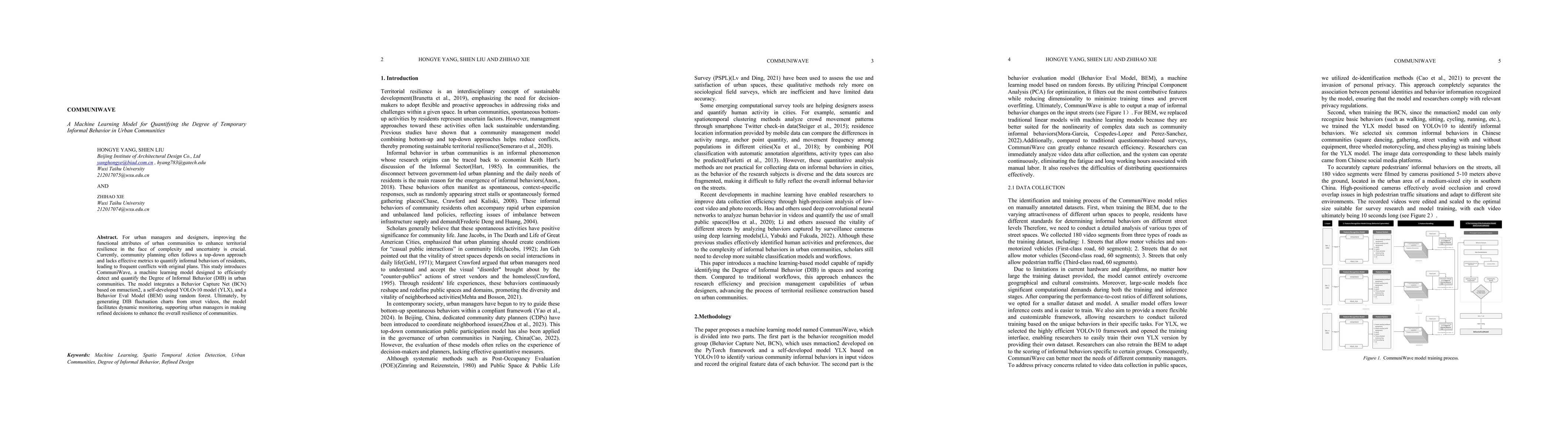 Thumbnail for CommuniWave:A Machine Learning Model for Quantifying the Degree of Temporary Informal Behavior in Urban Communities