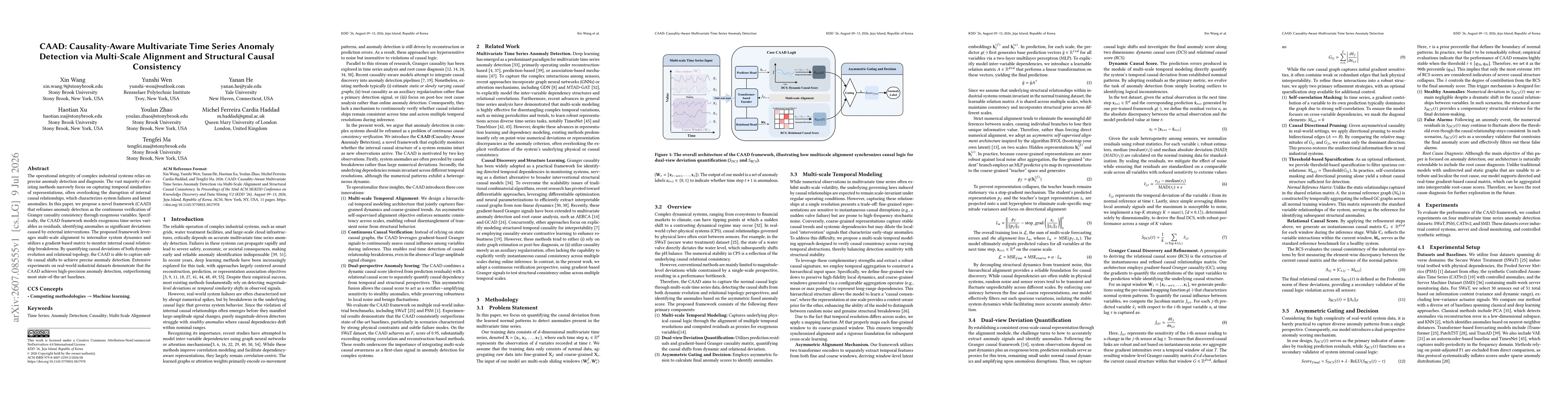 Thumbnail for CAAD: Causality-Aware Multivariate Time Series Anomaly Detection via Multi-Scale Alignment and Structural Causal Consistency