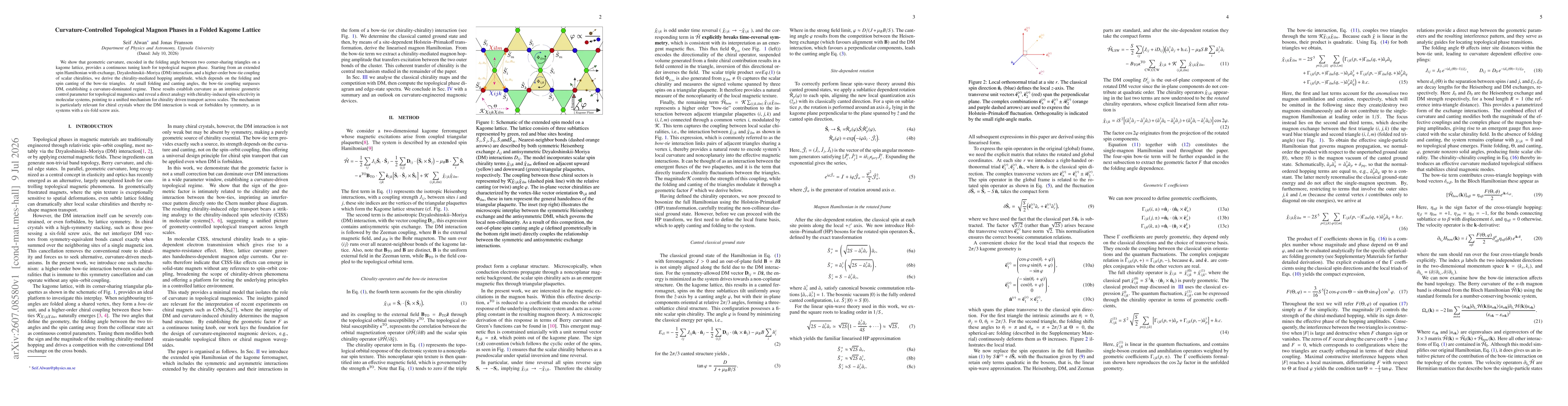 Thumbnail for Curvature-Controlled Topological Magnon Phases in a Folded Kagome Lattice