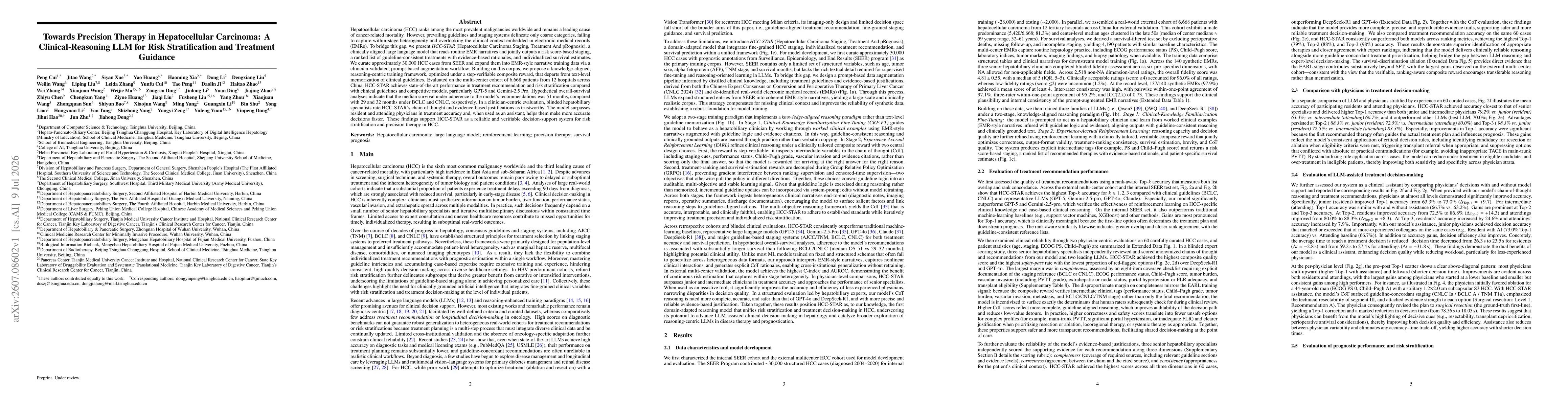 Thumbnail for Towards Precision Therapy in Hepatocellular Carcinoma: A Clinical-Reasoning LLM for Risk Stratification and Treatment Guidance