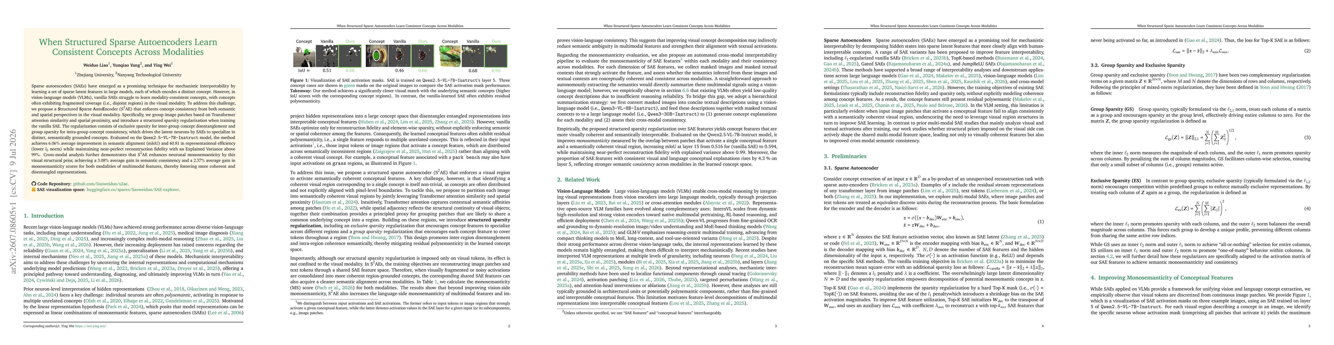 Thumbnail for When Structured Sparse Autoencoders Learn Consistent Concepts Across Modalities