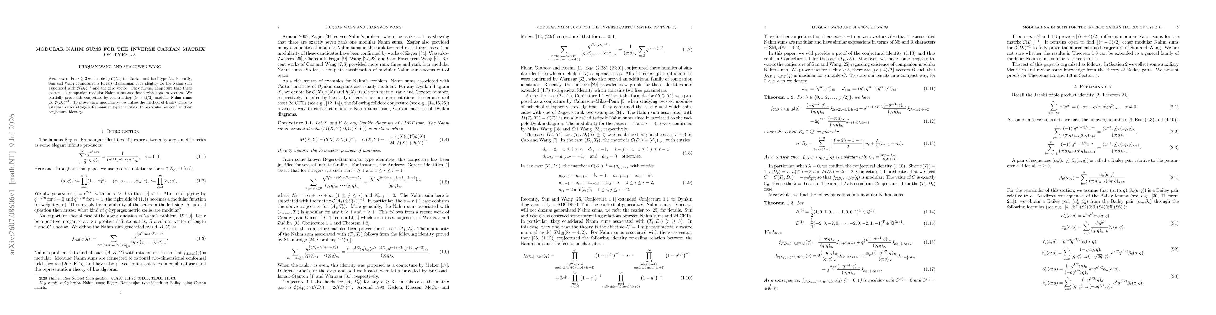 Thumbnail for Modular Nahm Sums for the Inverse Cartan Matrix of Type $D_r$
