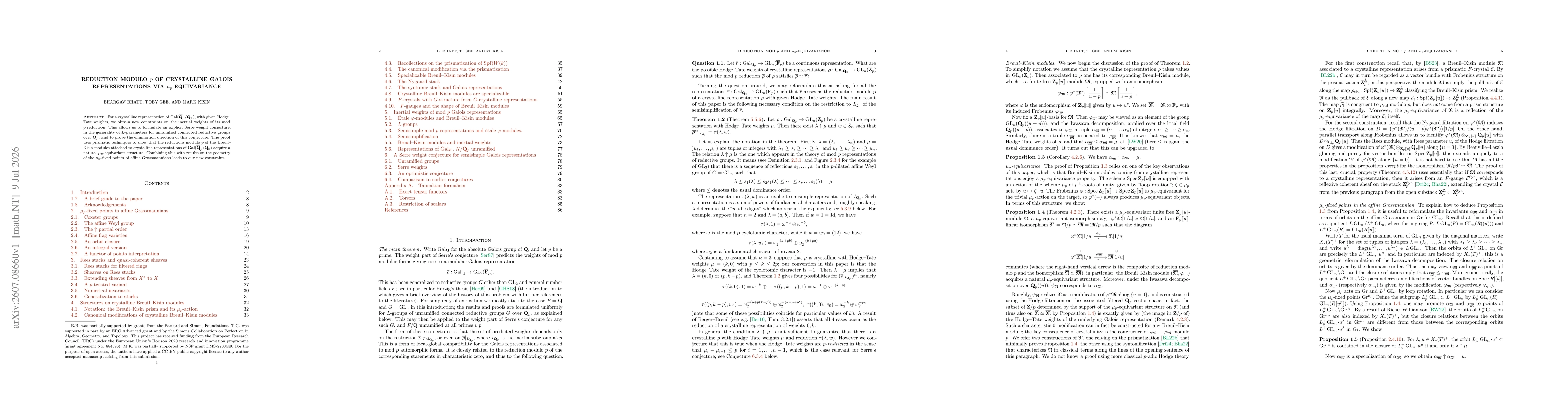 Thumbnail for Reduction modulo p of crystalline Galois representations via μ_p-equivariance