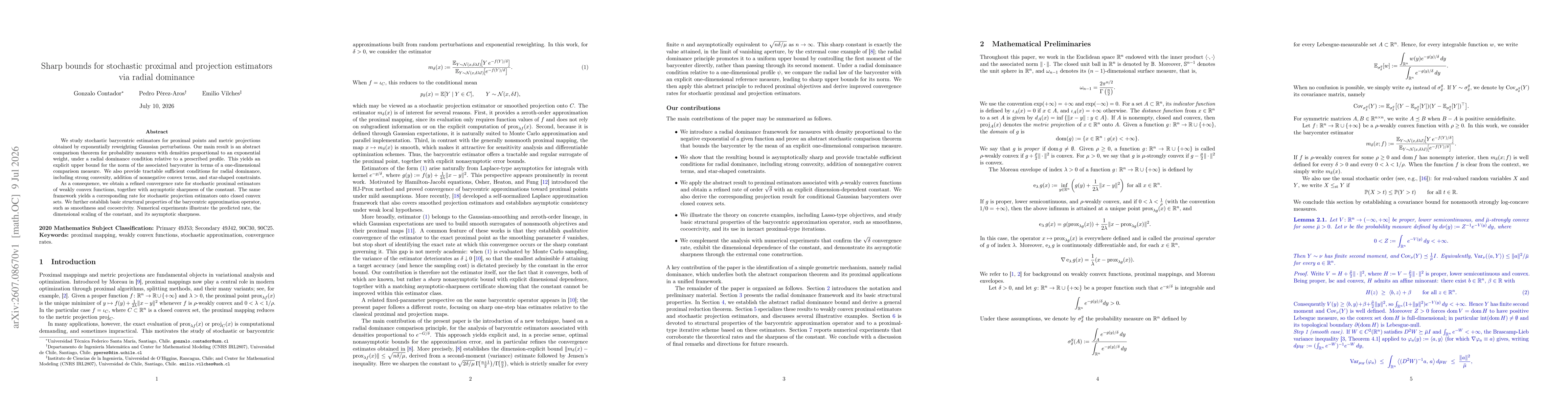 Thumbnail for Sharp bounds for stochastic proximal and projection estimators via radial dominance