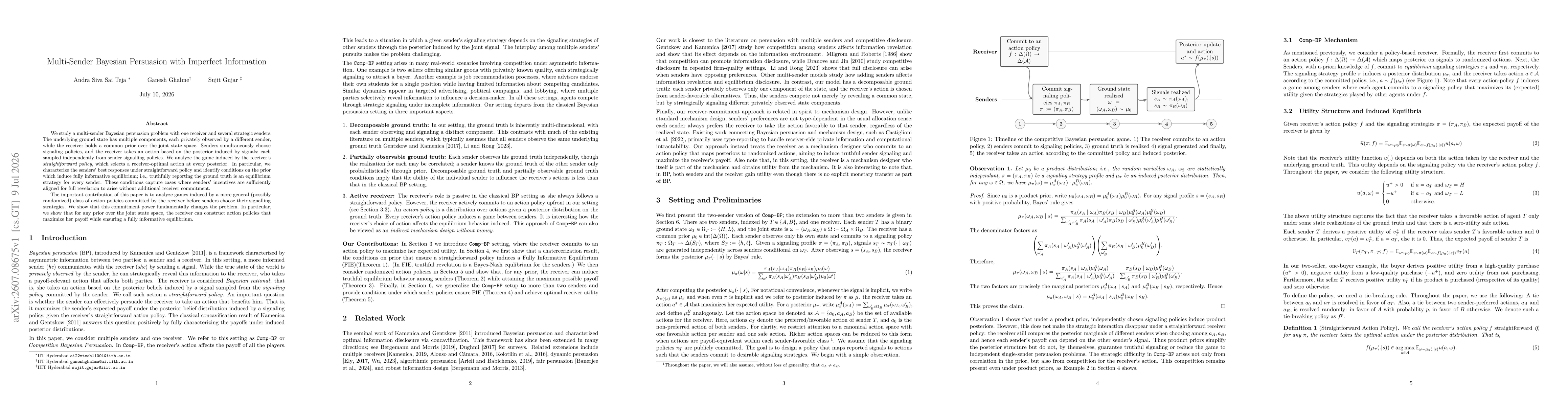 Thumbnail for Multi-Sender Bayesian Persuasion with Imperfect Information