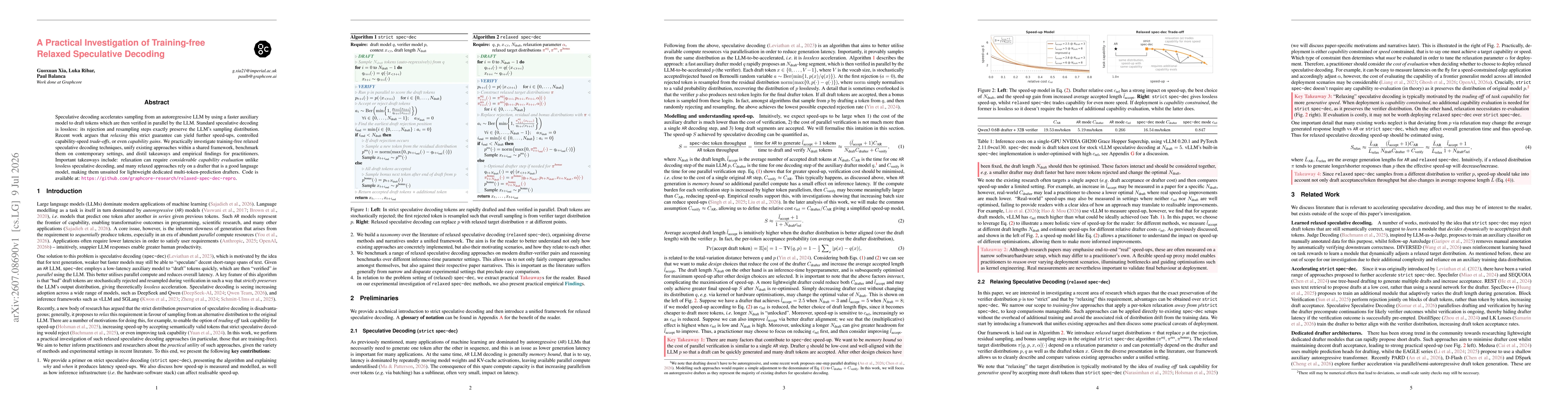 Thumbnail for A Practical Investigation of Training-free Relaxed Speculative Decoding