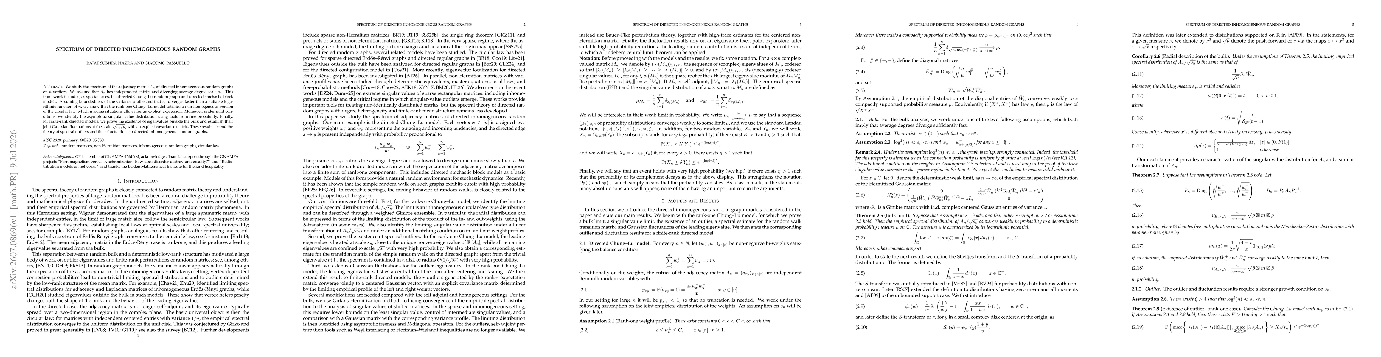 Thumbnail for Spectrum of Directed Inhomogeneous Random Graphs