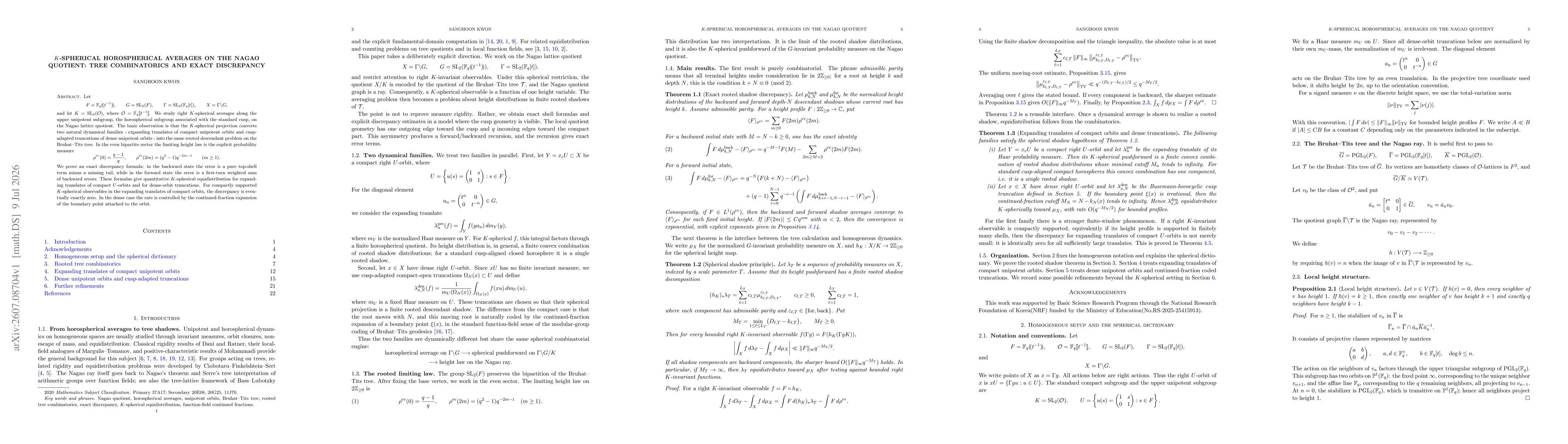 Thumbnail for $K$-spherical horospherical averages on the Nagao quotient: tree combinatorics and exact discrepancy