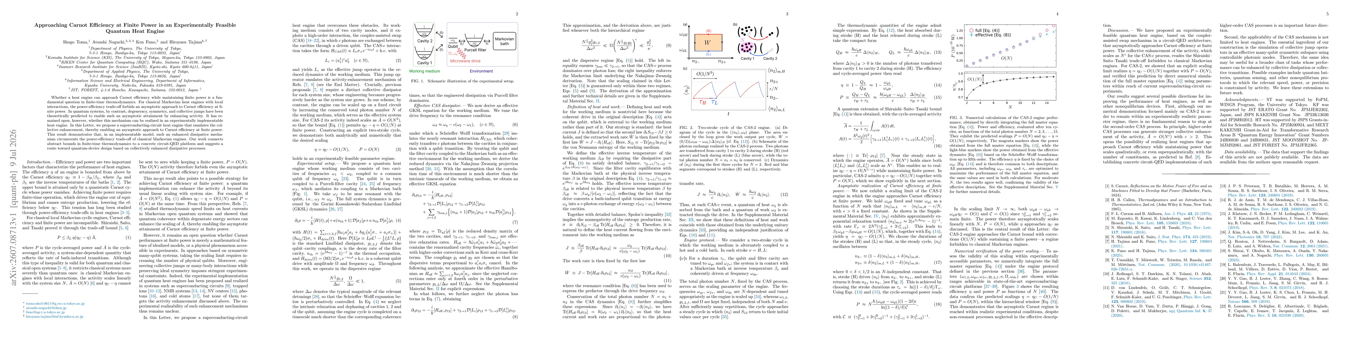 Thumbnail for Approaching Carnot Efficiency at Finite Power in an Experimentally Feasible Quantum Heat Engine