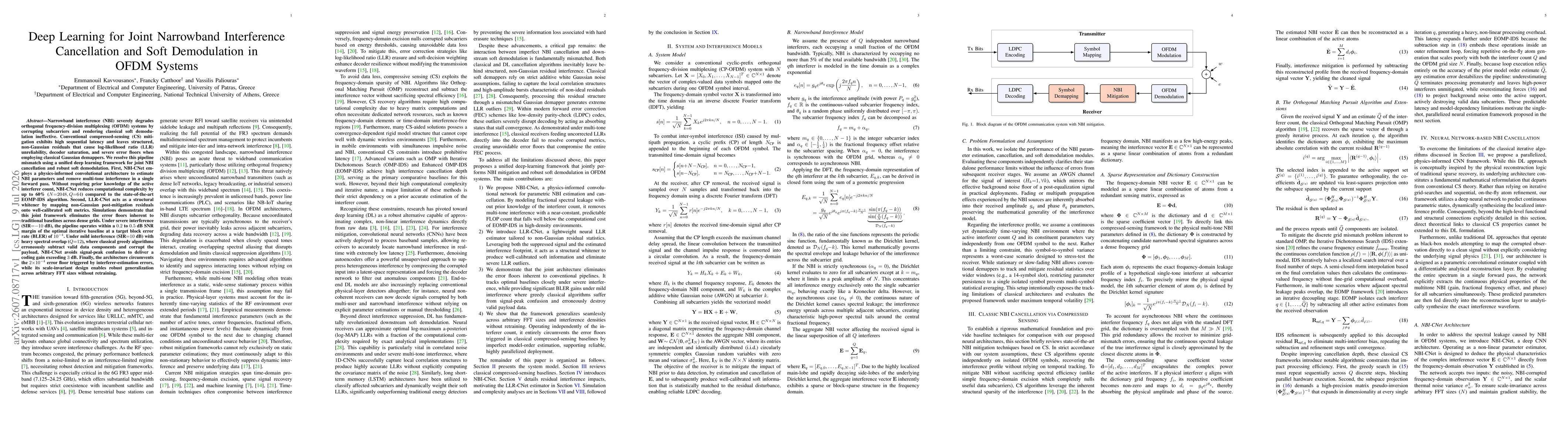 Thumbnail for Deep Learning for Joint Narrowband Interference Cancellation and Soft Demodulation in OFDM Systems