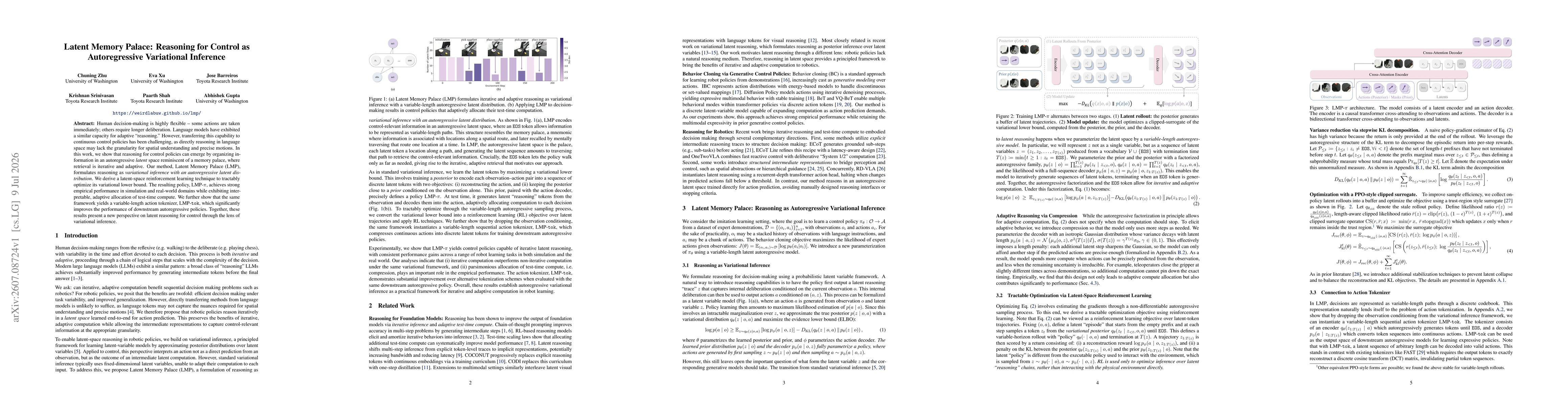 Thumbnail for Latent Memory Palace: Reasoning for Control as Autoregressive Variational Inference