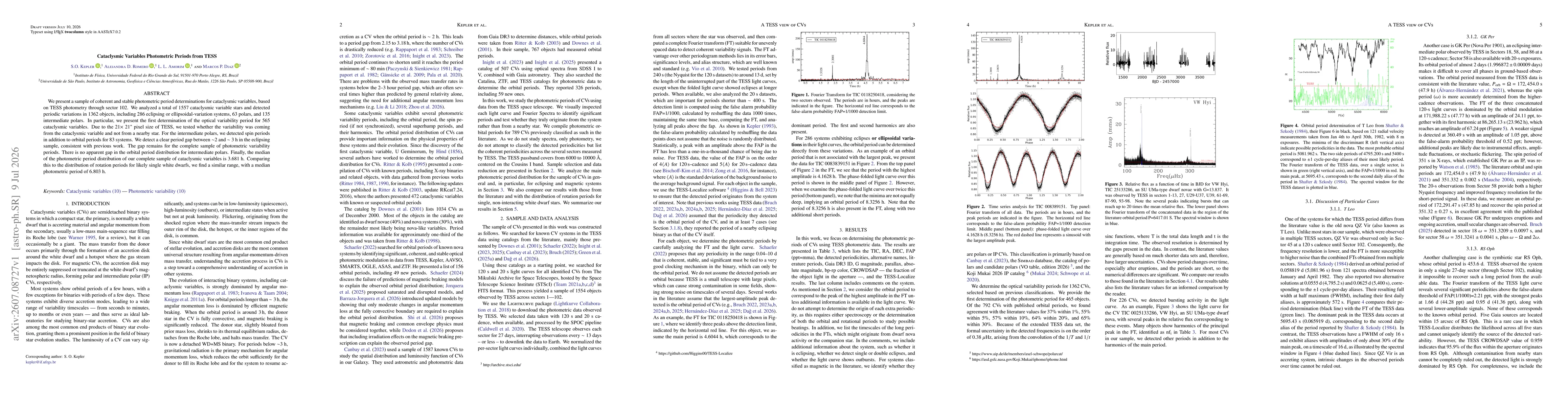 Thumbnail for Cataclysmic Variables Photometric Periods from TESS