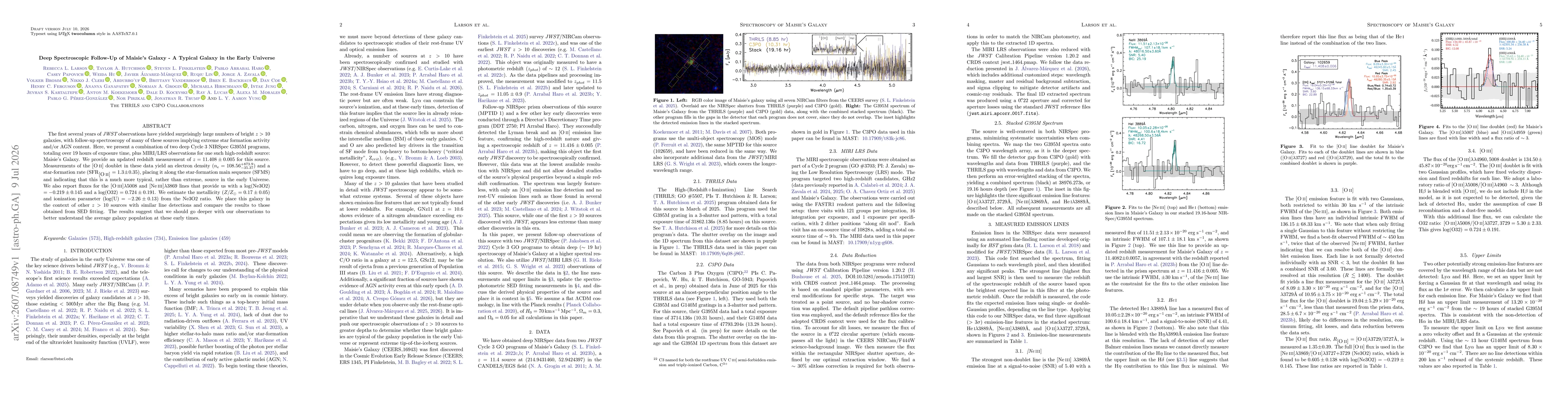 Thumbnail for Deep Spectroscopic Follow-Up of Maisie's Galaxy -- A Typical Galaxy in the Early Universe