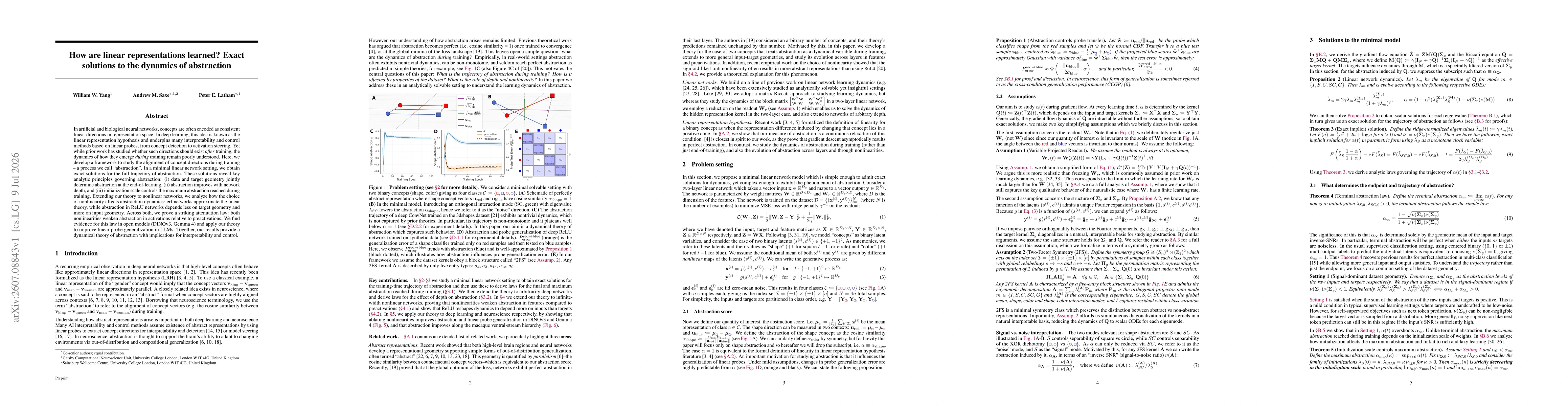 Thumbnail for How are linear representations learned? Exact solutions to the dynamics of abstraction