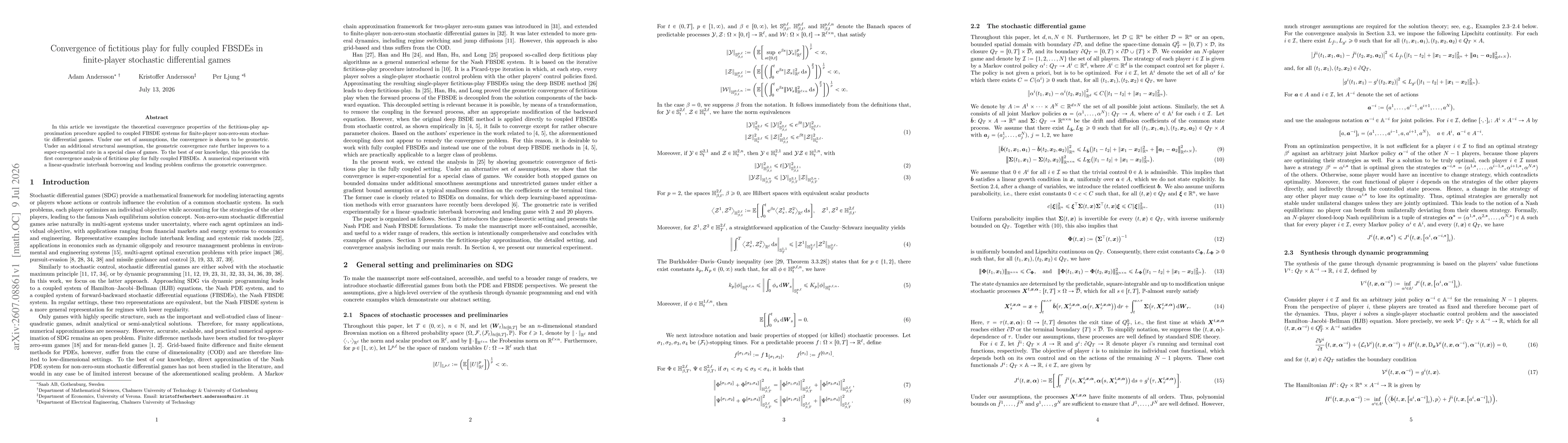 Thumbnail for Convergence of fictitious play for fully coupled FBSDEs in finite-player stochastic differential games
