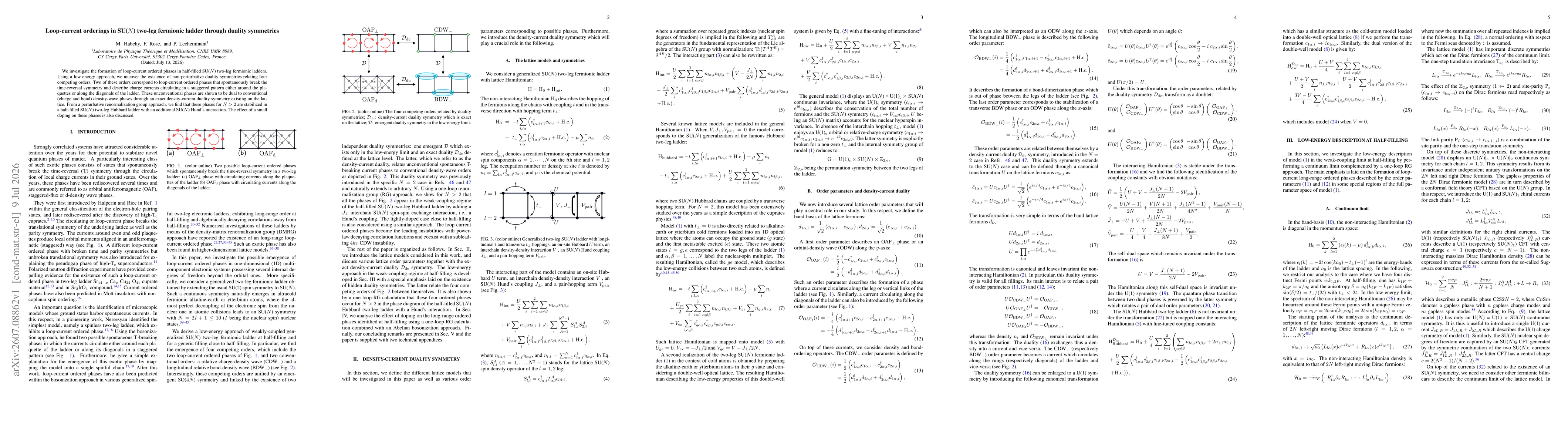 Thumbnail for Loop-current orderings in SU($N$) two-leg fermionic ladder through duality symmetries