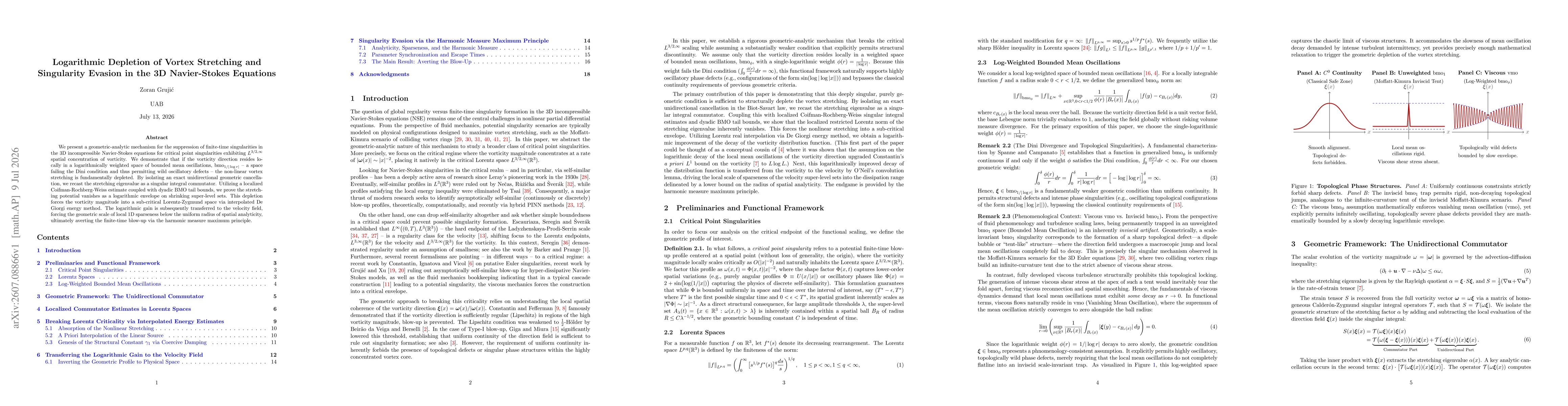 Thumbnail for Logarithmic Depletion of Vortex Stretching and Singularity Evasion in the 3D Navier-Stokes Equations