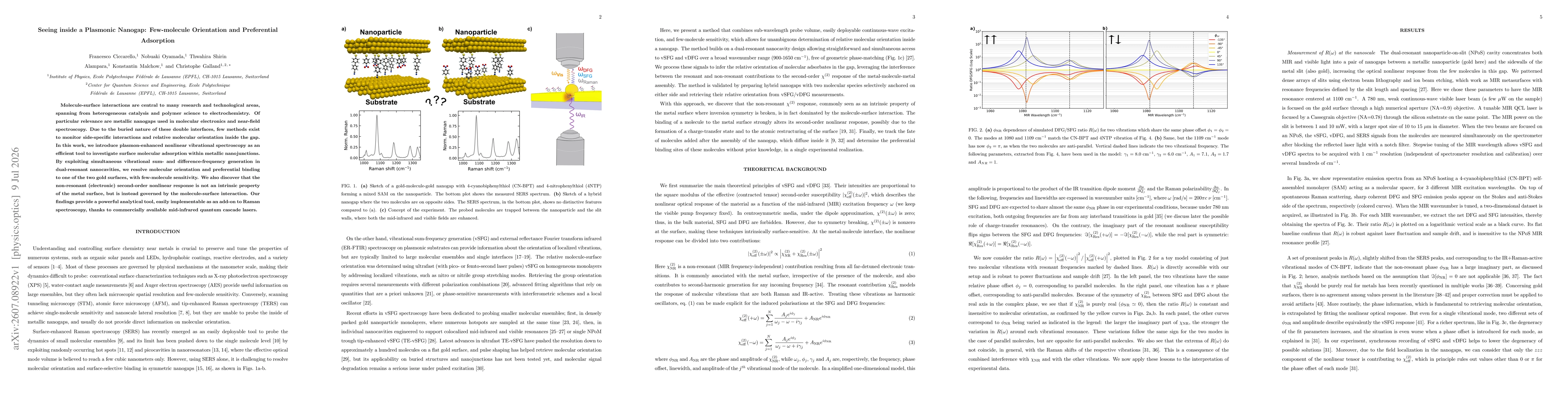 Thumbnail for Seeing inside a Plasmonic Nanogap: Few-molecule Orientation and Preferential Adsorption