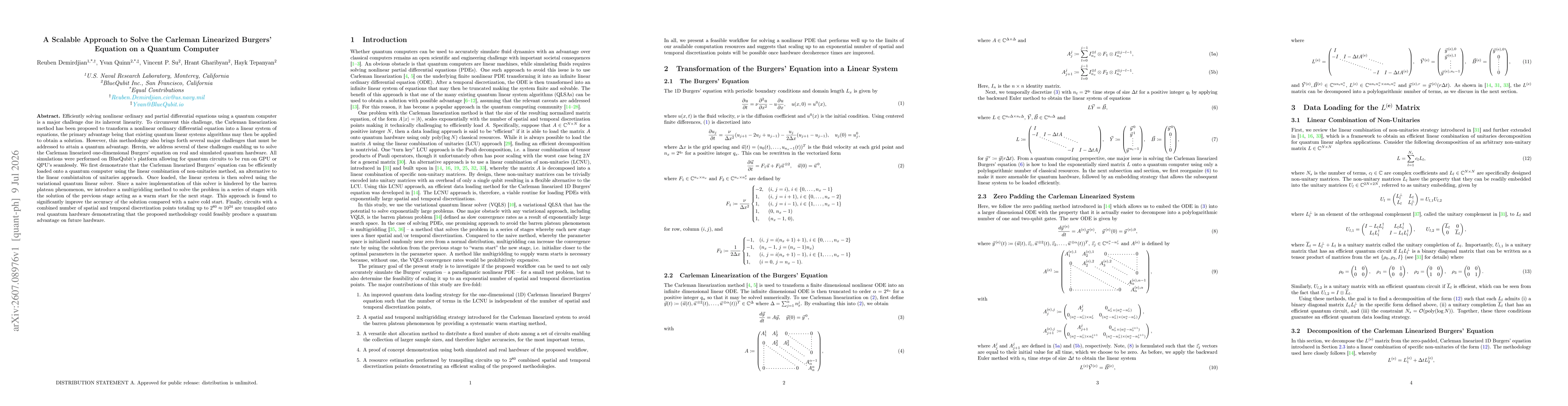 Thumbnail for A Scalable Approach to Solve the Carleman Linearized Burgers' Equation on a Quantum Computer