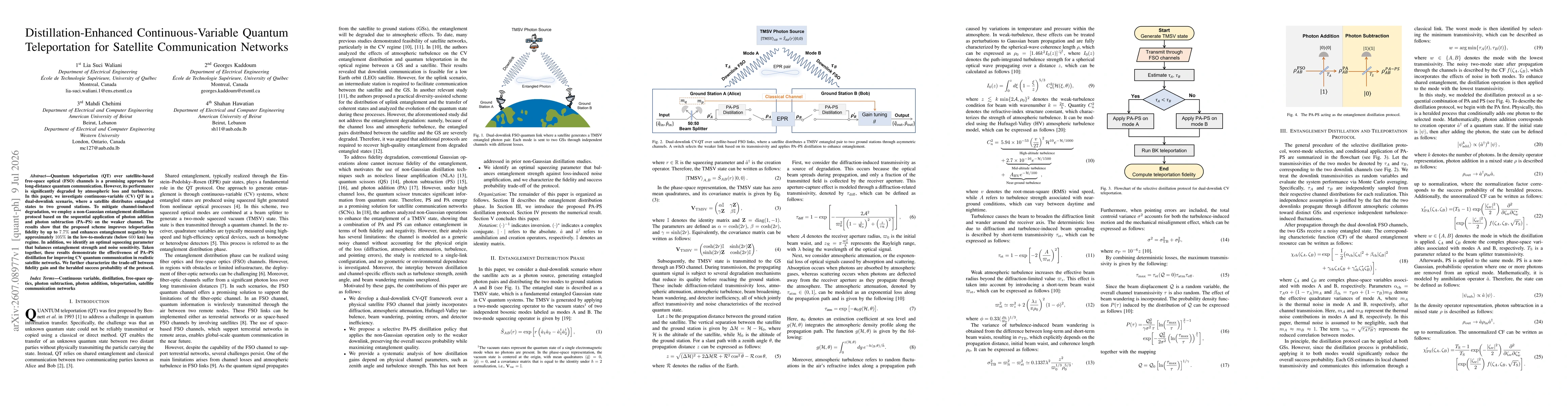 Thumbnail for Distillation-Enhanced Continuous-Variable Quantum Teleportation for Satellite Communication Networks