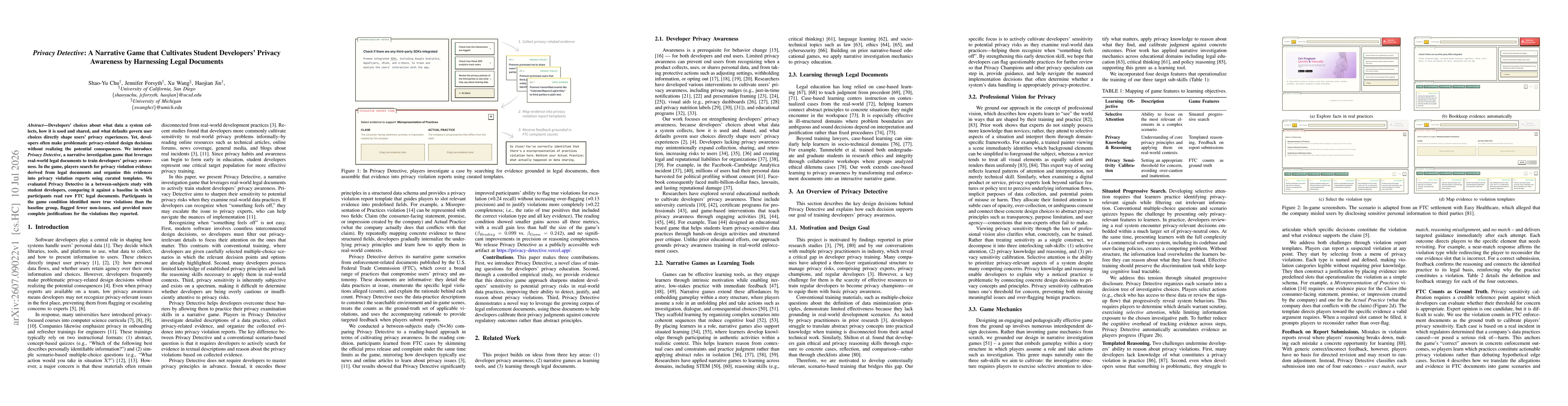 Thumbnail for Privacy Detective: A Narrative Game that Cultivates Student Developers' Privacy Awareness by Harnessing Legal Documents