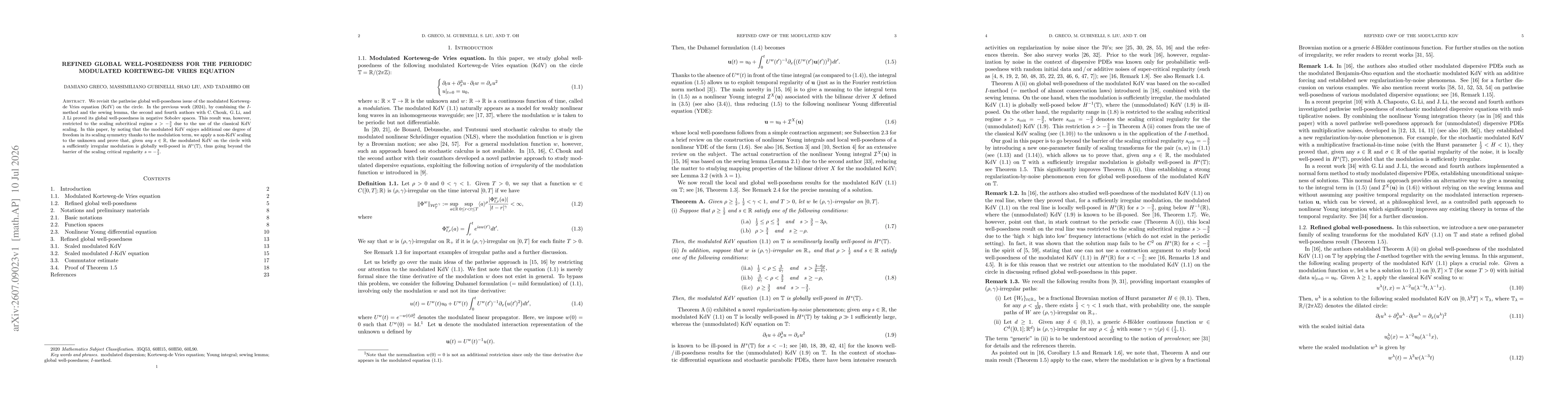 Thumbnail for Refined global well-posedness for the periodic modulated Korteweg-de Vries equation