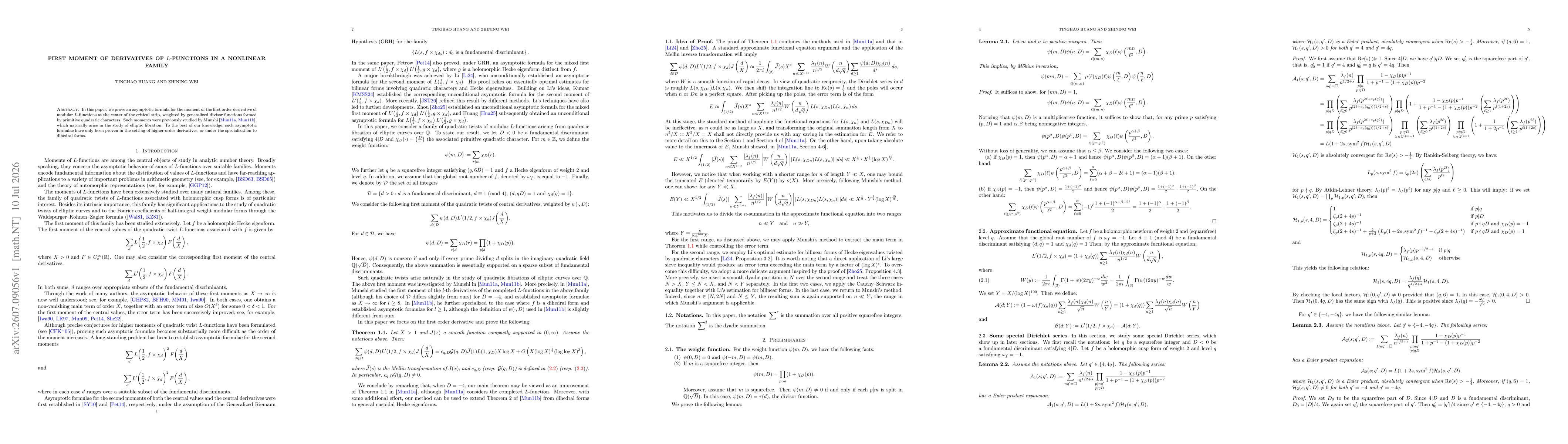 Thumbnail for First Moment of derivatives of $L$-functions in a nonlinear family