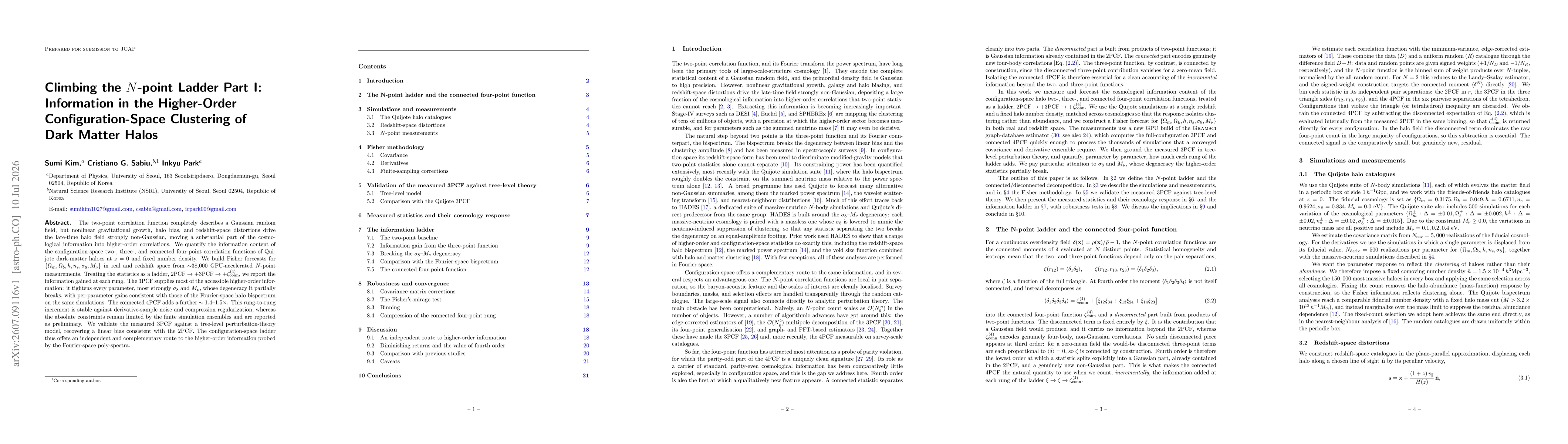 Thumbnail for Climbing the $N$-point Ladder Part I: Information in the Higher-Order Configuration-Space Clustering of Dark Matter Halos