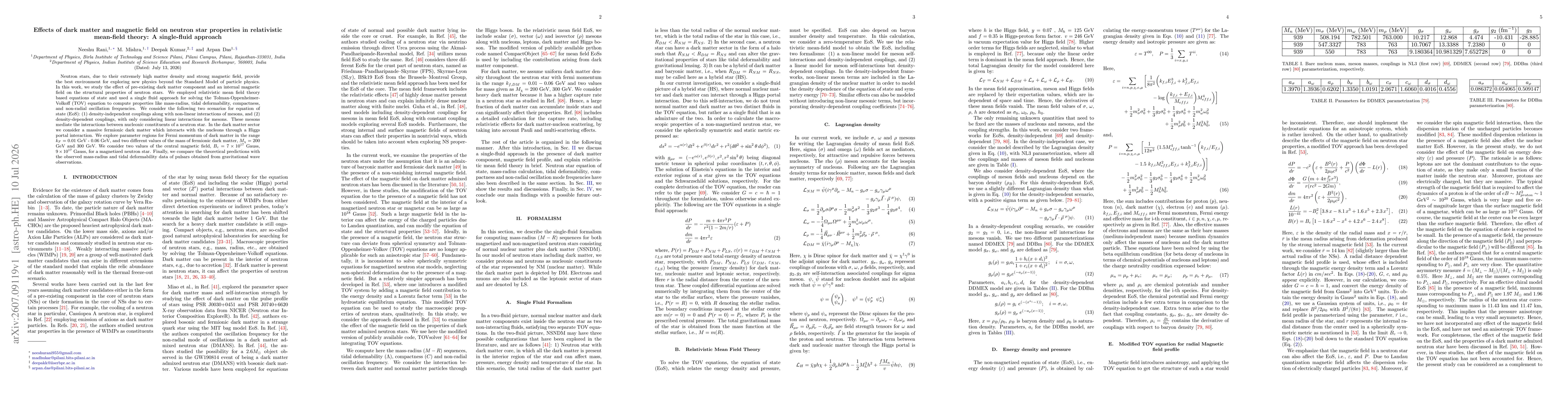 Thumbnail for Effects of dark matter and magnetic field on neutron star properties in relativistic mean-field theory: A single-fluid approach