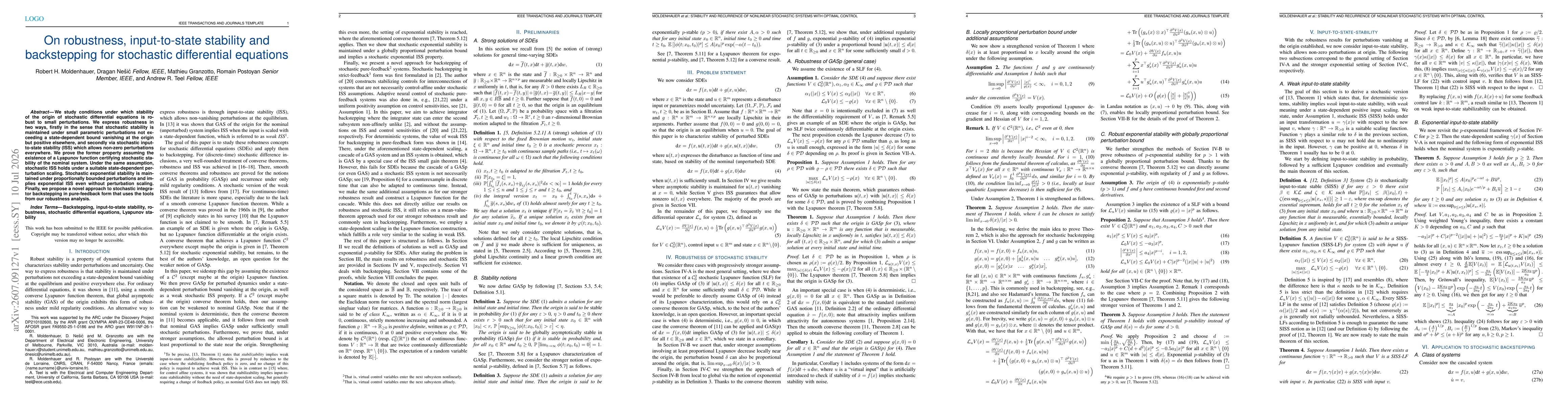 Thumbnail for On robustness, input-to-state stability and backstepping for stochastic differential equations