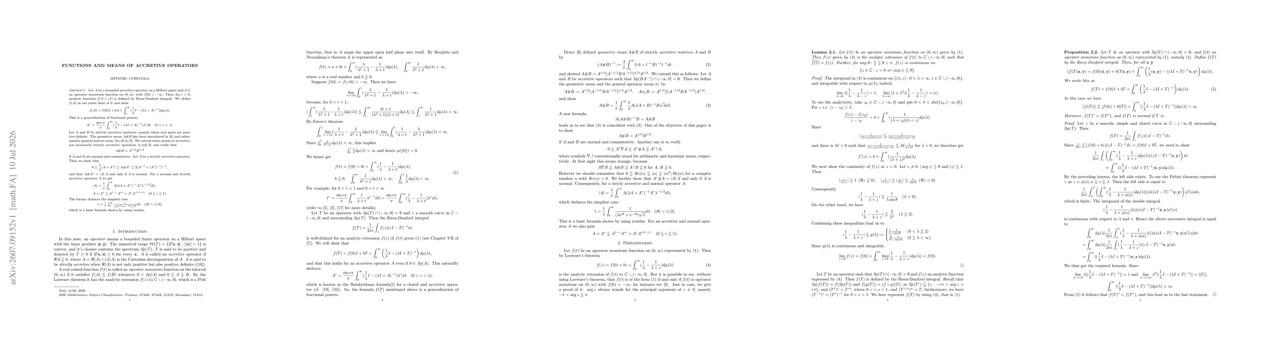 Thumbnail for Functions and Means of Accretive Operators