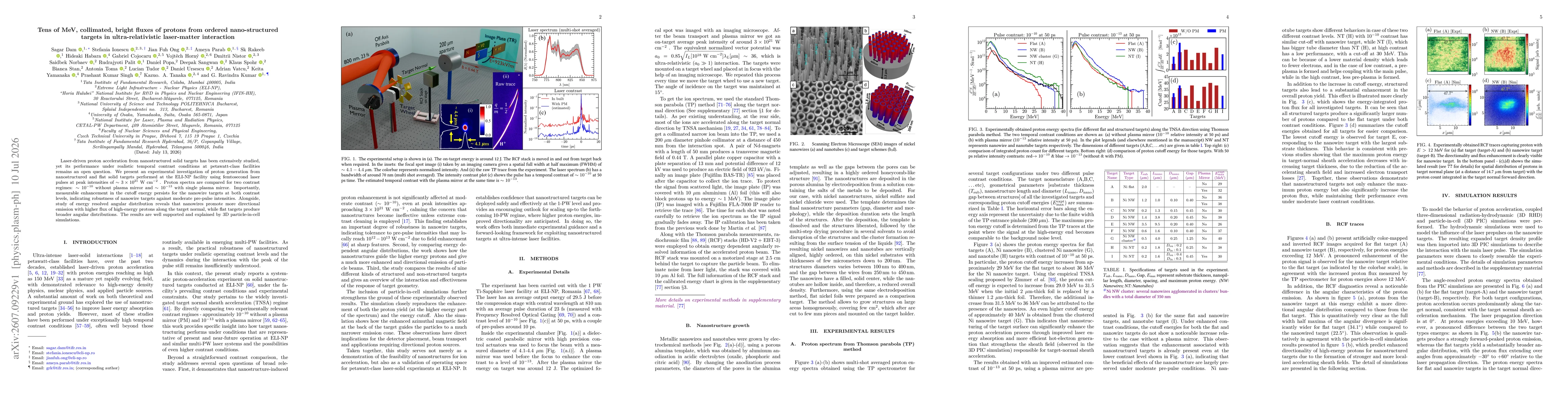 Thumbnail for Tens of MeV, collimated, bright fluxes of protons from ordered nano-structured targets in ultra-relativistic laser-matter interaction