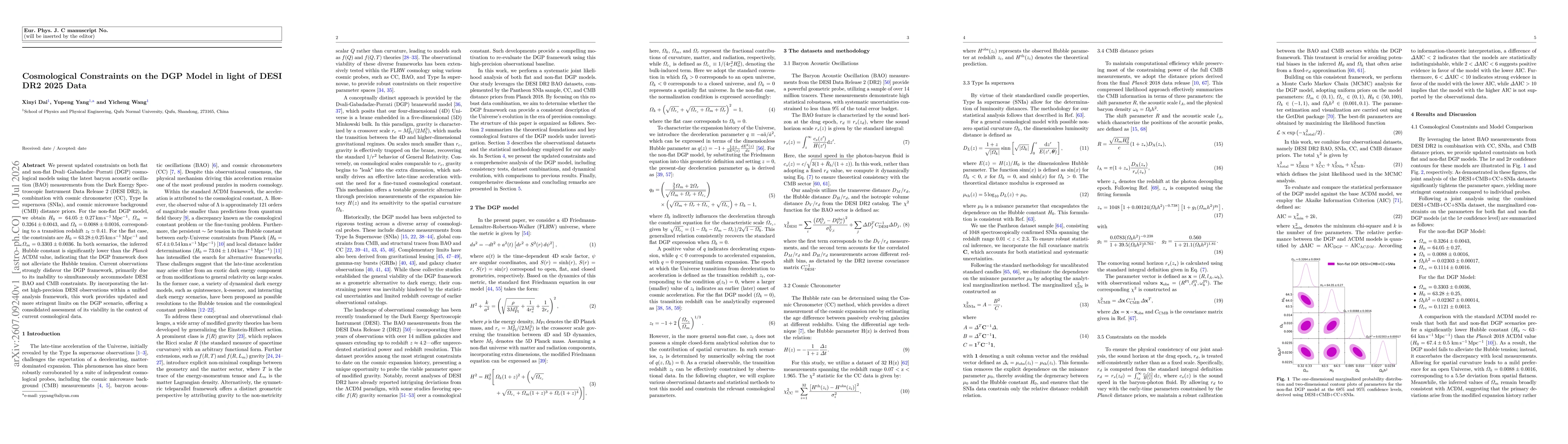Thumbnail for Cosmological Constraints on the DGP Model in light of DESI DR2 2025 Data