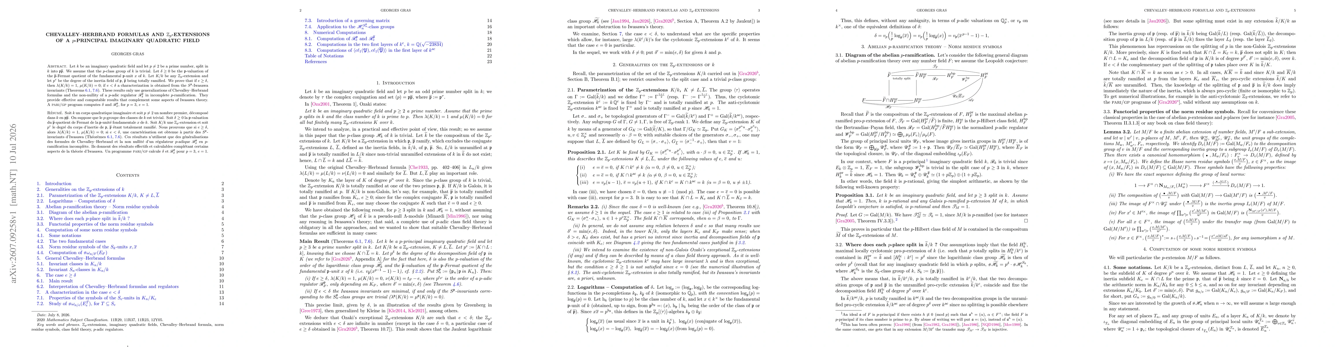 Thumbnail for Chevalley-Herbrand formulas and Z p -extensions of a p-principal imaginary quadratic field