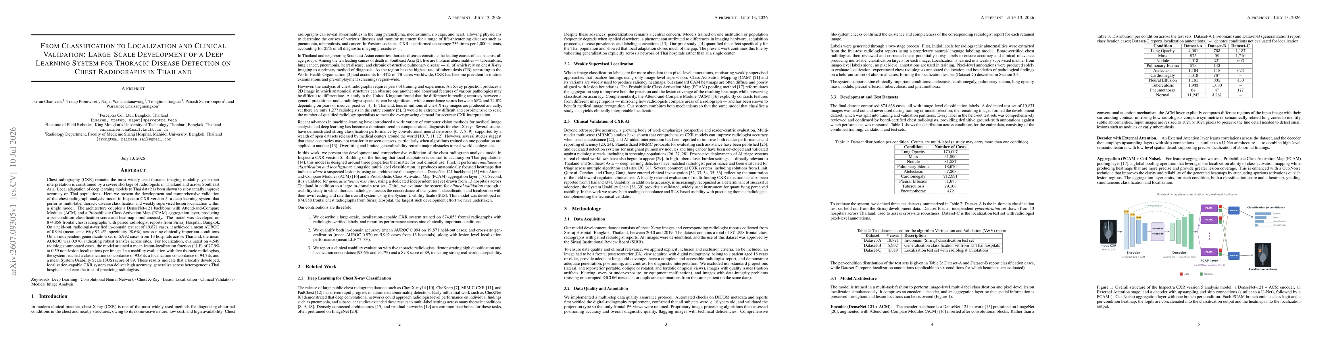 Thumbnail for From Classification to Localization and Clinical Validation: Large-Scale Development of a Deep Learning System for Thoracic Disease Detection on Chest Radiographs in Thailand