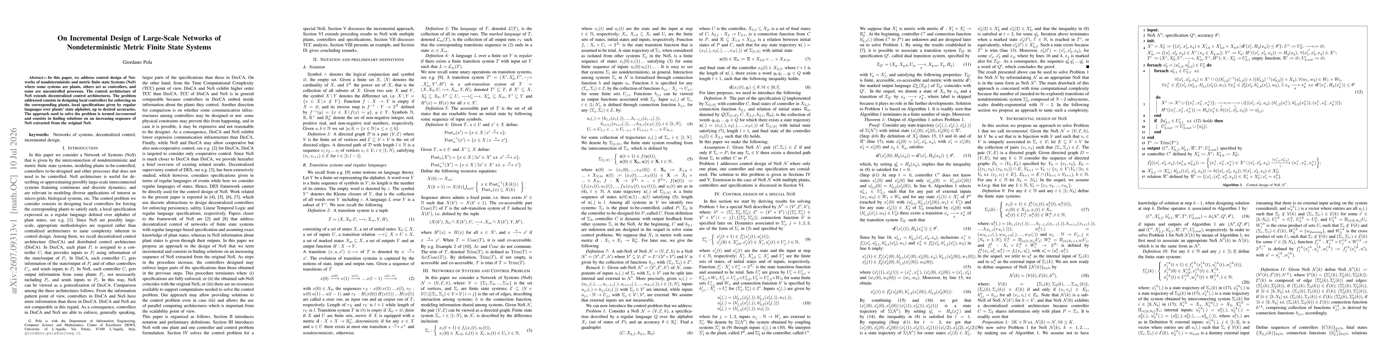 Thumbnail for On Incremental Design of Large-Scale Networks of Nondeterministic Metric Finite State Systems