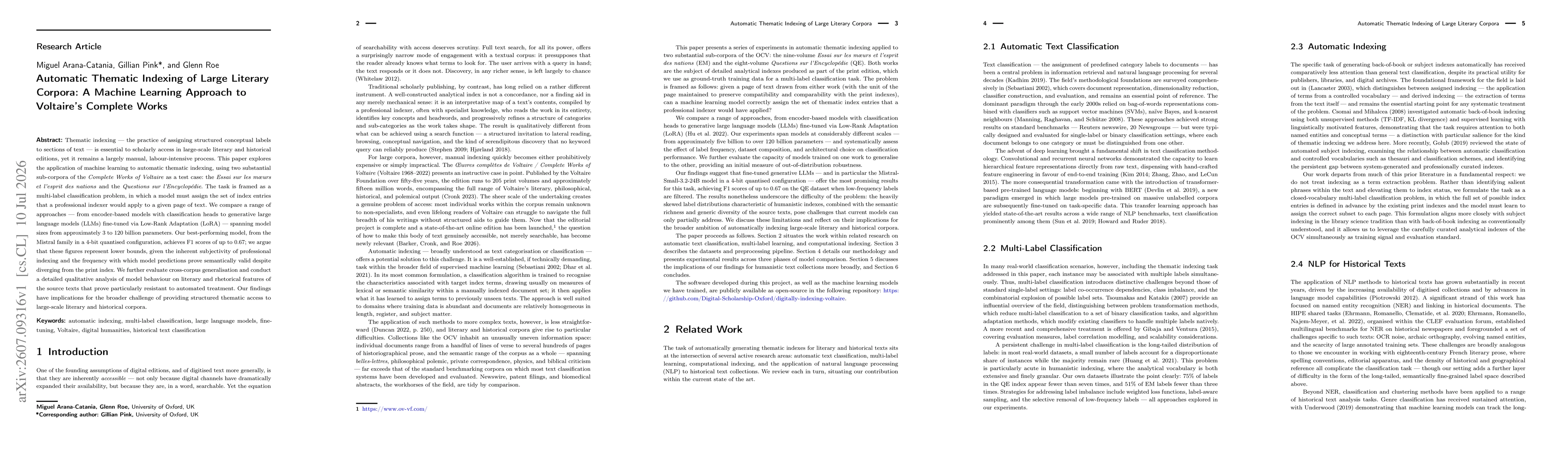 Thumbnail for Automatic Thematic Indexing of Large Literary Corpora: A Machine Learning Approach to Voltaire's Complete Works