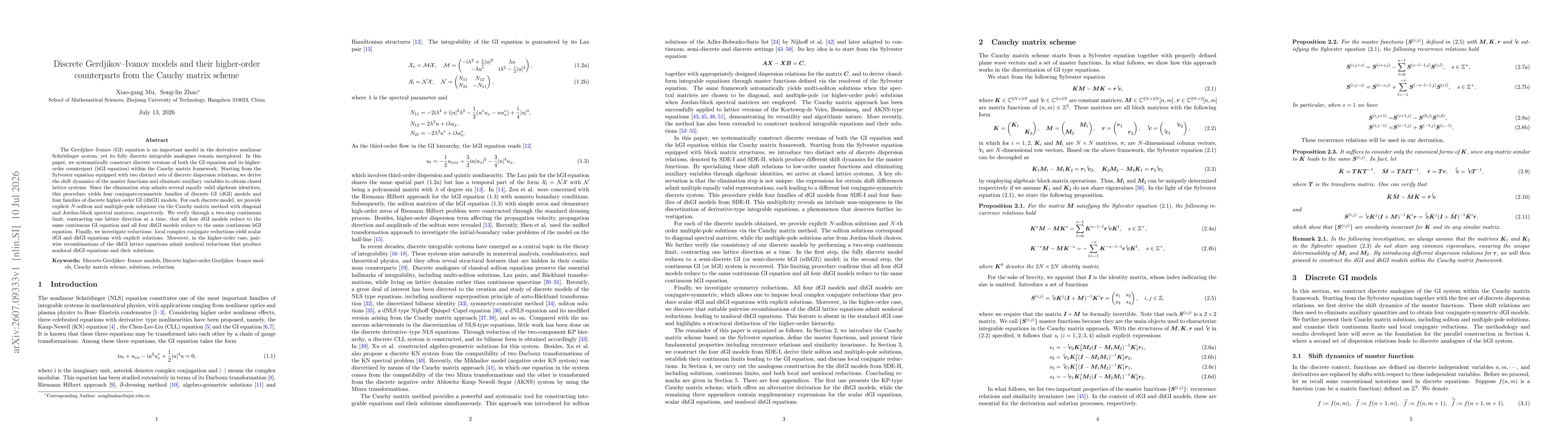 Thumbnail for Discrete Gerdjikov-vanov models and their higher-order counterparts from the Cauchy matrix scheme