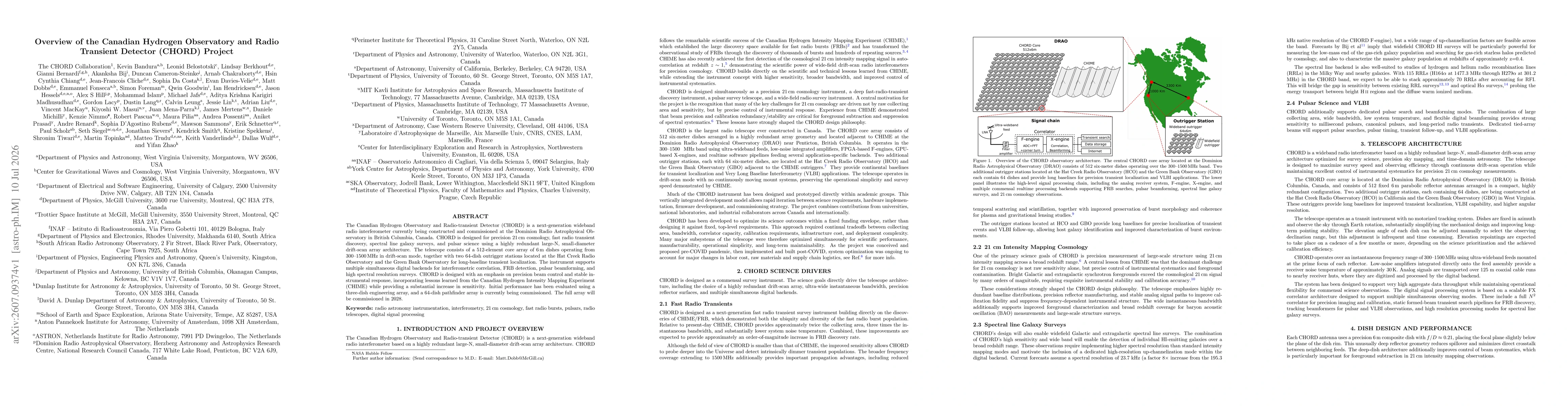 Thumbnail for Overview of the Canadian Hydrogen Observatory and Radio Transient Detector (CHORD) Project