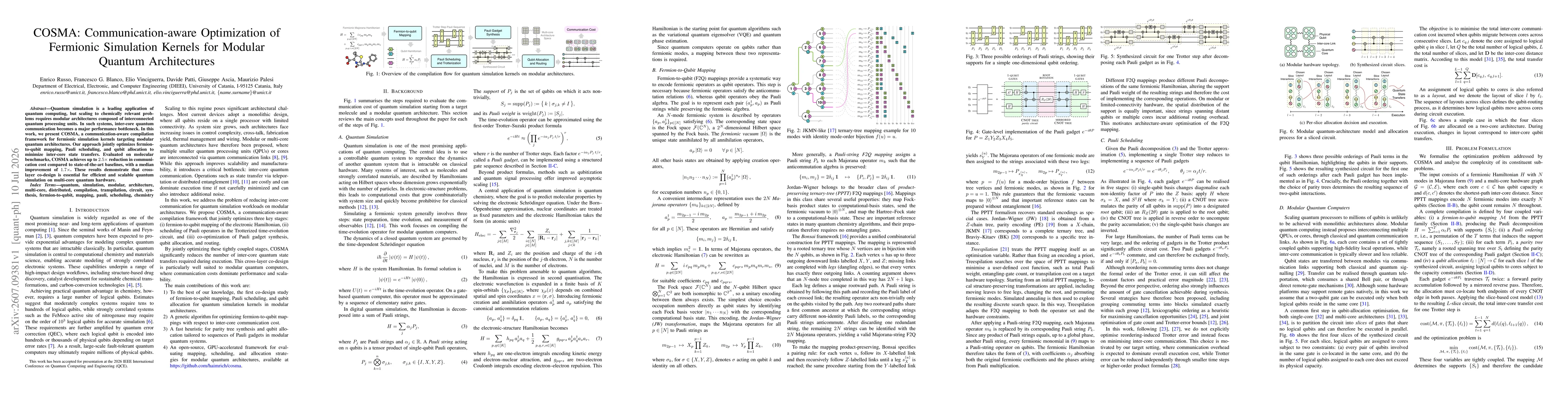 Thumbnail for COSMA: Communication-aware Optimization of Fermionic Simulation Kernels for Modular Quantum Architectures