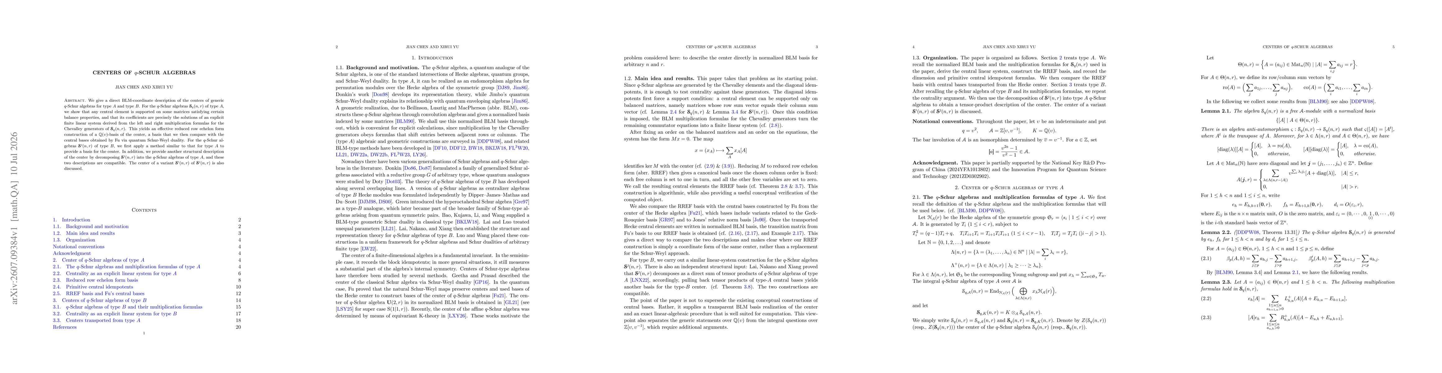 Thumbnail for Centers of q-Schur algebras