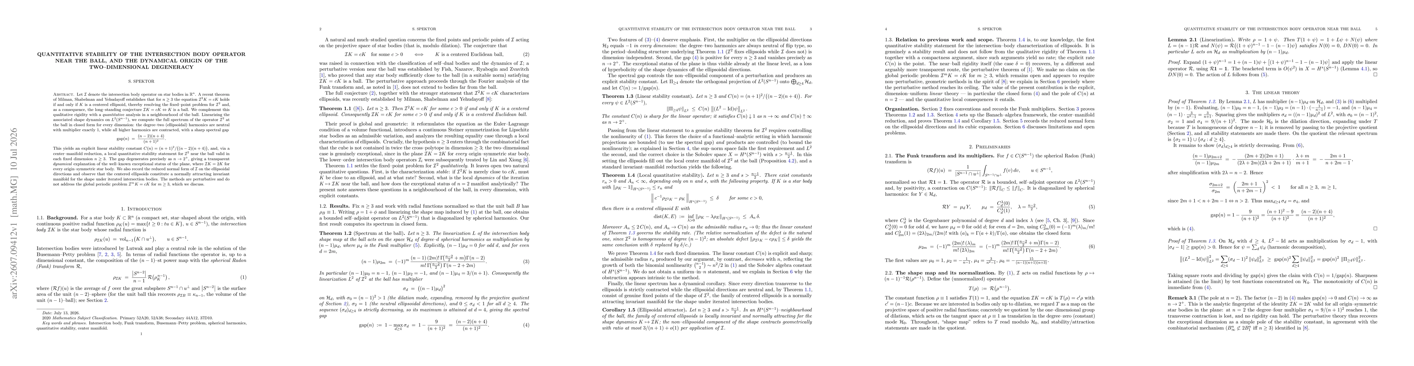 Thumbnail for Quantitative stability of the intersection body operator near the ball, and the dynamical origin of the two--dimensional degeneracy
